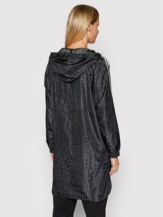 Originals Women's Long Sports Jacket for Winter with Hood Black