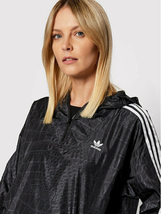 Originals Women's Long Sports Jacket for Winter with Hood Black