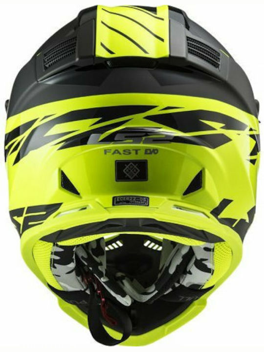 LS2 Fast Evo MX437 Roar Matt Black H-V Yellow Motorcycle Helmet Motocross ECE 22.05 1150gr