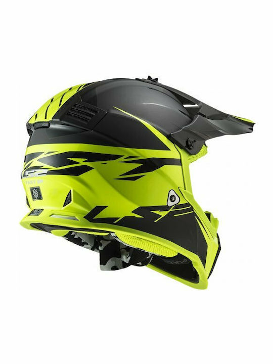 LS2 Fast Evo MX437 Roar Matt Black H-V Yellow Motorcycle Helmet Motocross ECE 22.05 1150gr
