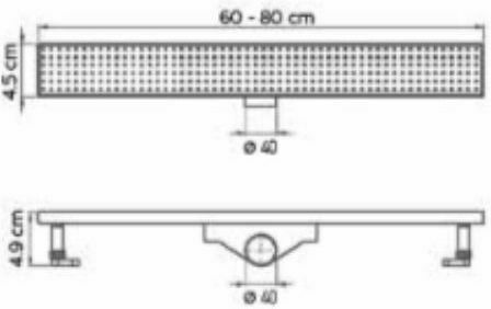Tema Stainless Steel Channel Floor with Output 40mm and Length 60cm Silver