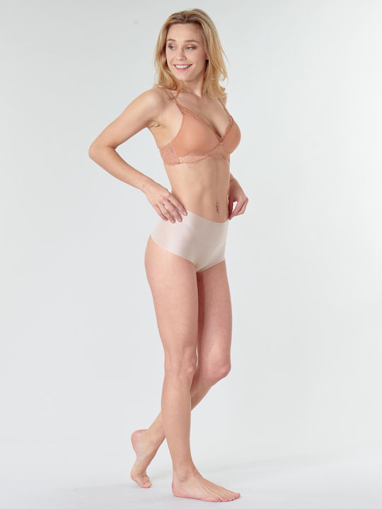 Amourette Charm Triangle Triangle Bra without Padding without Underwire Beige