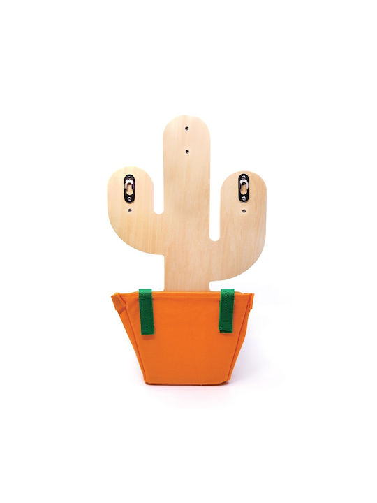 Svoora Wooden Kids Wall Mounted Hanger with Hooks Cactus Polychrome 42x25x5cm