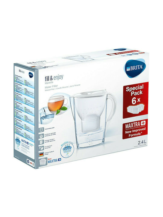 Brita Marella Plastic Jug White with 12 Replacement Filters Maxtra+ 2400ml