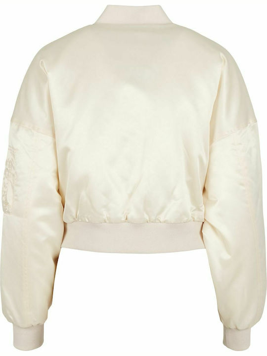 Women's Short Bomber Jacket for Spring or Autumn White