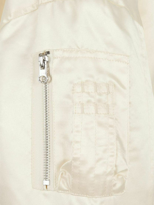 Women's Short Bomber Jacket for Spring or Autumn White