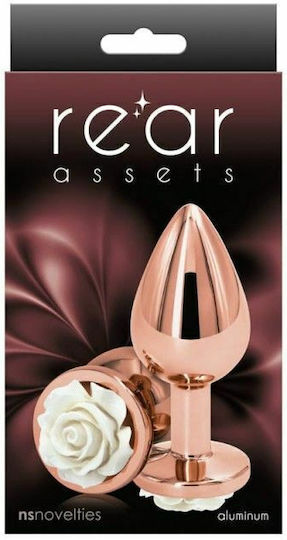 Ns Novelties Rear Assets Aluminum Анална тапа Medium Rose Gold / White Rose