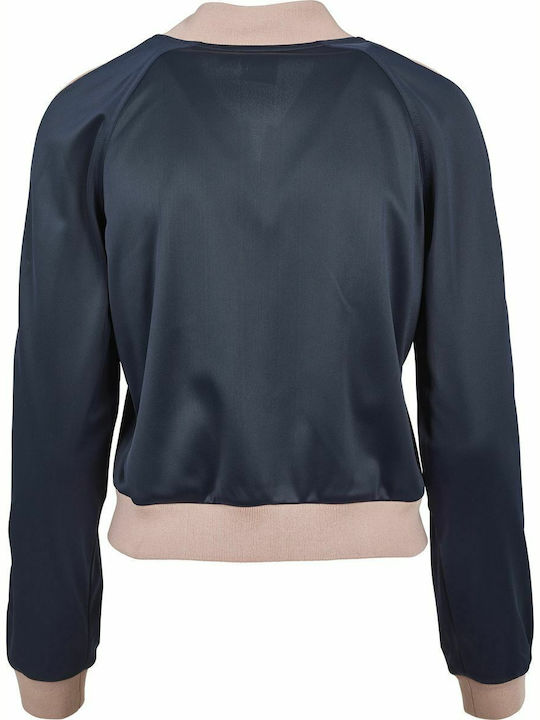 Women's Short Bomber Jacket for Winter Navy Blue