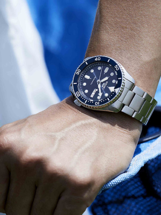 Seiko 5 Sports Ανδρικό Ρολόι 42.5mm Αυτόματο με Ασημί Μεταλλικό Μπρασελέ