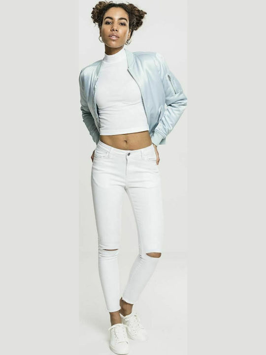 Κοντό Γυναικείο Bomber Jacket Γαλάζιο