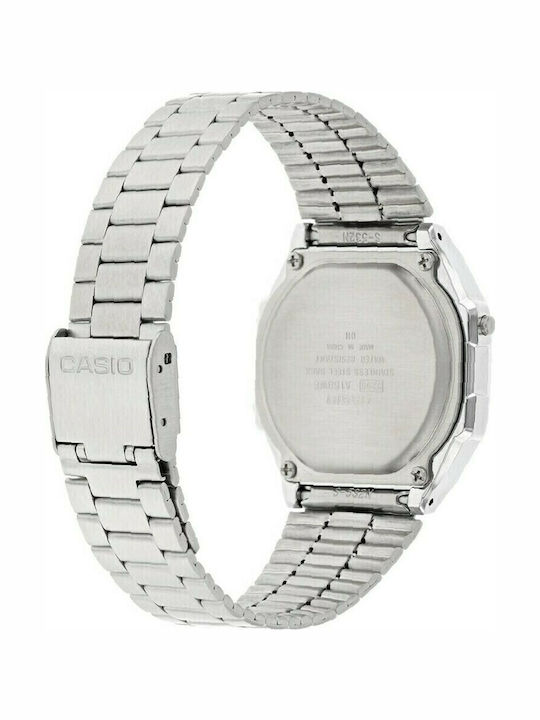 Casio Vintage Iconic Digital Men's Watch 36.3mm Battery with Silver Metal Bracelet