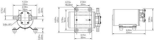 Eval Automatic Diaphragm Oil Transfusion Pump for Boat Flow 189 GPH / 12LPM 12V