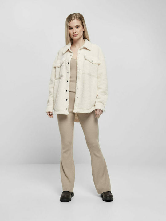 Sherpa Γυναικείο Λευκό Overshirt Oversized