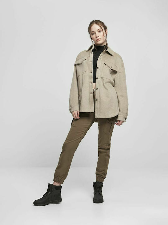 Women's Light Taupe Overshirt Oversized