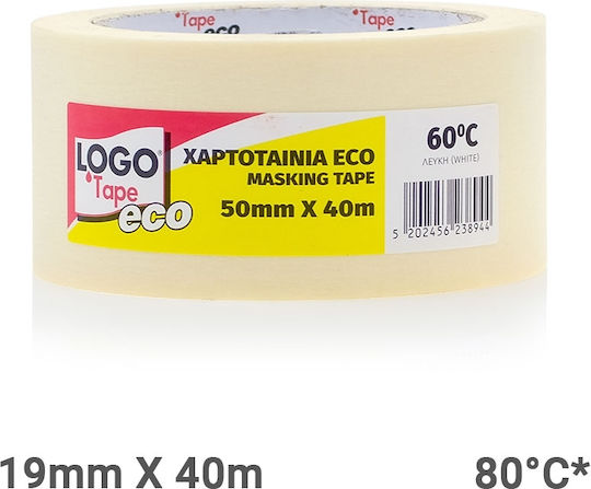Logo Papierband Eco Kreppband Weiß 65ΔΖ894 50mm x 40m