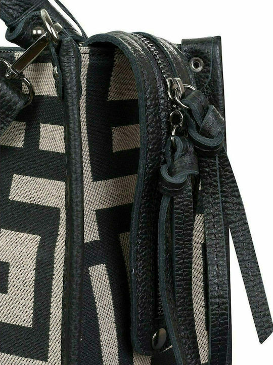 Thalos Small Υφασμάτινη Γυναικεία Τσάντα Shopper Μαύρη