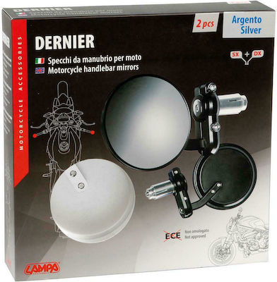 Lampa Motorcycle Mirrors Καθρέπτες Moto Dernier με Αντίβαρο Τιμονιού Silver 2pcs 9049.2-LM