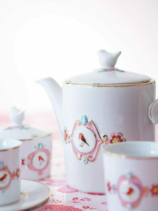 PiP Studio Love Birds Medallion Τσαγιέρα Πορσελάνης Λευκή 1300ml