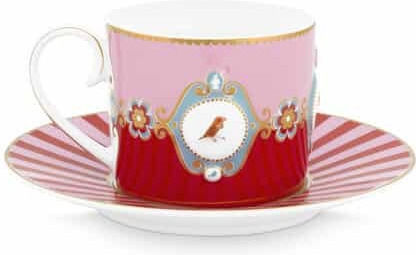 PiP Studio Love Birds Tasse Kaffee aus Porzellan Red-Pink 200ml