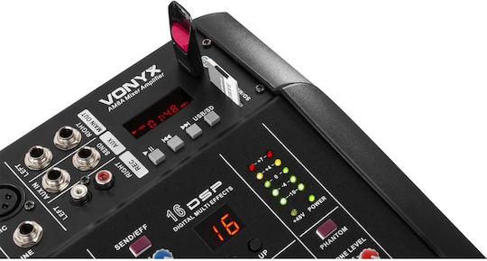 Vonyx AM5A 172.573 Active Analog 5 Channel Console with Phantom Power & 4 XLR Inputs & Bluetooth