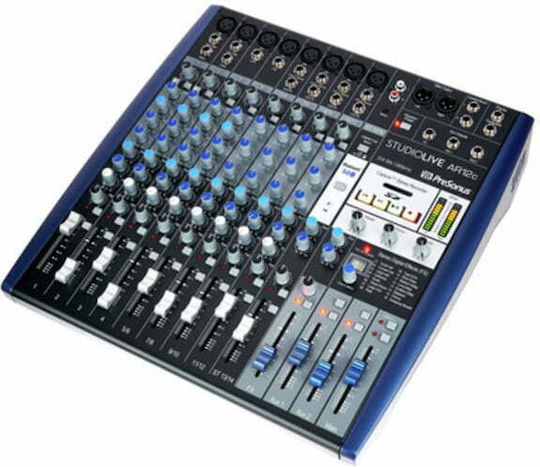 Presonus StudioLive AR12c Consolă Analogică 14 Canale cu Putere fantomă & 8 Intrări XLR & Bluetooth