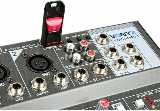 Vonyx VMM-F401 172.575 Analog Console 4 Channels with Phantom Power & 2 XLR Inputs
