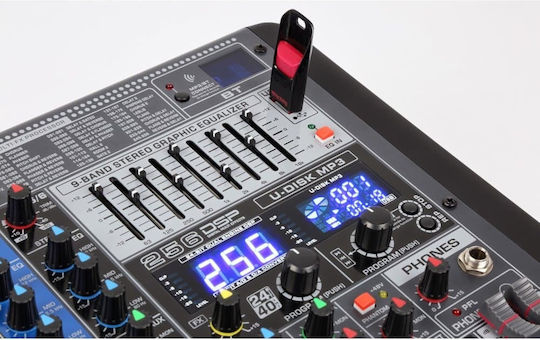Power Dynamics PDM-S804 172.622 Αναλογική Κονσόλα 8 Καναλιών με Phantom Power & 4 Εισόδους XLR & Bluetooth
