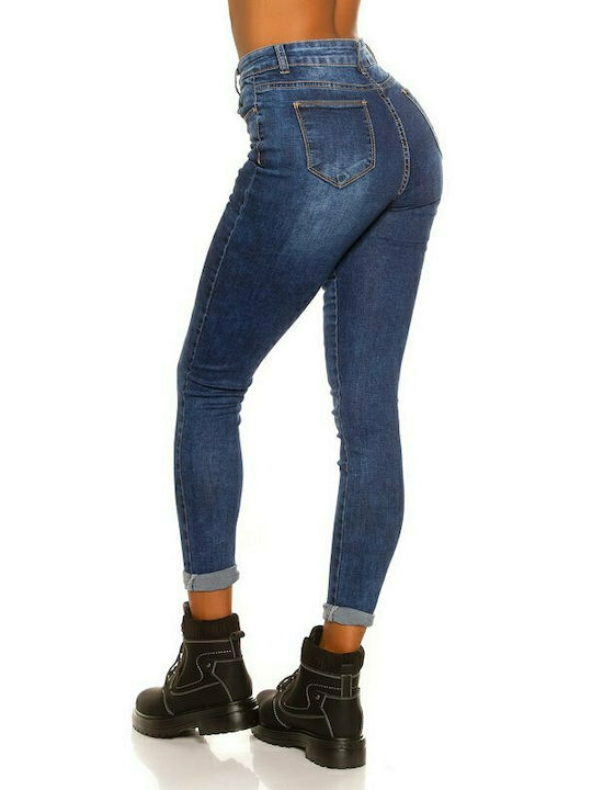 Skinny Jeans mit hoher Taille - Blau 42032 Blau