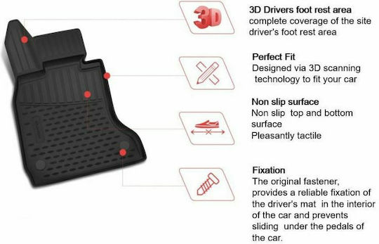 Set of Front and Rear Mats 5pcs for Nissan Patrol 2010+ Black