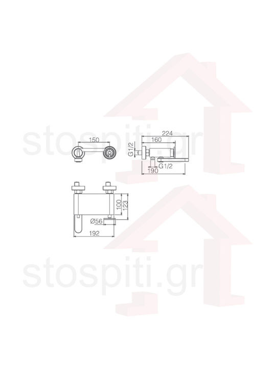 Imex Olimpo Mischung Bade- / Duscharmatur Badewanne Komplettes Set Silber