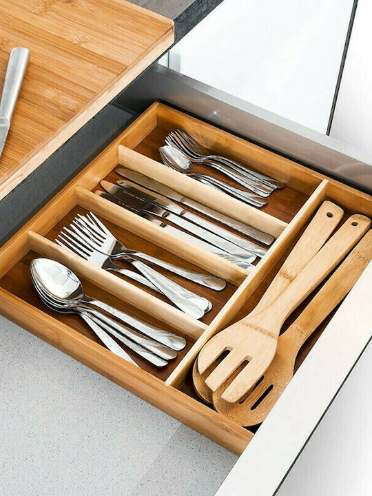 Relaxdays Wooden Drawer Cutlery Tray 34x33.5x4.2 cm Brown