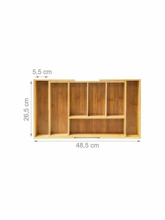 Relaxdays Tăvi Pentru Tacâmuri De Sertar Rabătabilă Din Lemn 48.5x28x5cm Maro