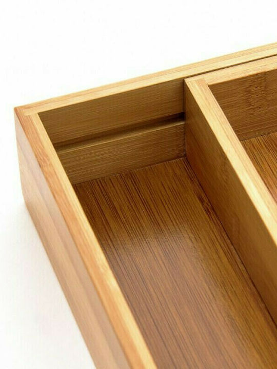Relaxdays Tăvi Pentru Tacâmuri De Sertar Rabătabilă Din Lemn 48.5x28x5cm Maro