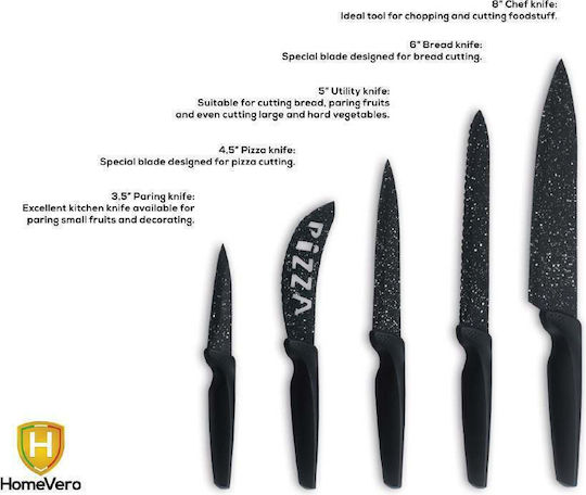 Homevero Set Cuțite Hv-mbc5 Cu Strat Marmorat & Curățător Ceramic 6 Bucăți