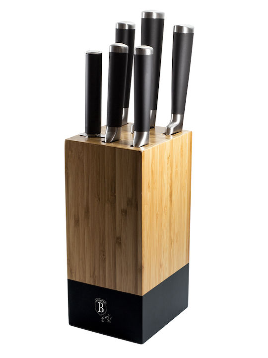 Berlinger Haus Black Royal Collection Knife Set With Stand of Stainless Steel 20cm BH-2424 6pcs