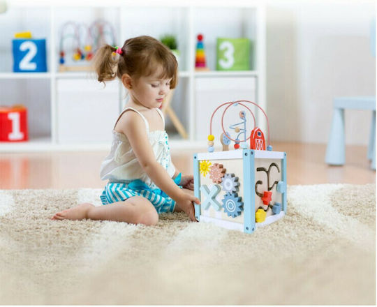Ecotoys Παιχνίδι Ταξινόμησης Σχημάτων Κύβος Δεξιοτήτων με Σχήματα από Ξύλο για 12+ Μηνών