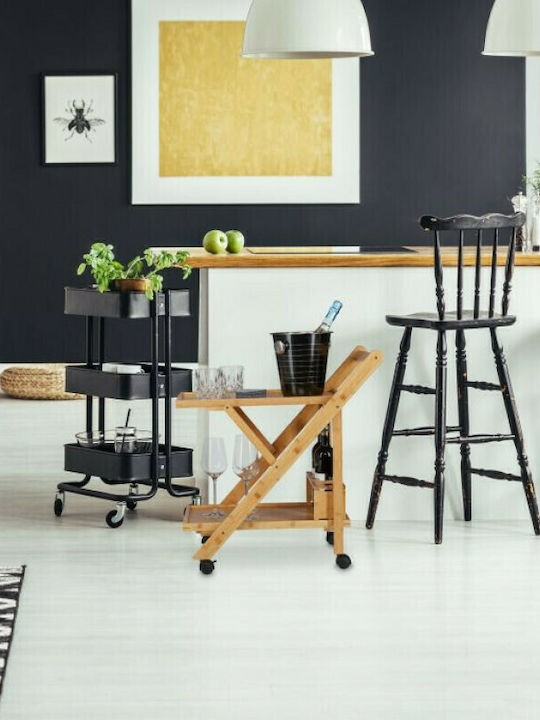 Auxiliary Outdoor Foldable Wood Table Natural 65x40.5x70cm