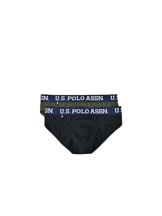 U.S. Polo Assn. Ανδρικά Σλιπ Μαύρο / Χακί Μονόχρωμα 2Pack