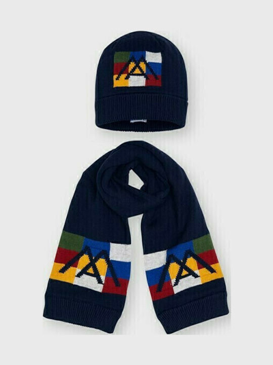 Kinder Mütze Set Gestrickt Marineblau