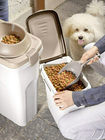 Stefanplast Cibo Plastic Food Storage Container for Dog & Cat 15lt in White Color