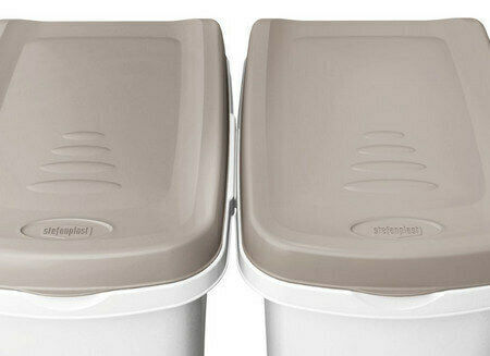 Stefanplast Cibo Plastic Food Storage Container for Dog & Cat 15lt in White Color