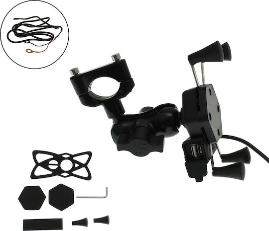 X Type Universal Holder Βάση Κινητού Μοτοσυκλέτας με Ρυθμιζόμενο Βραχίονα 3.5-6" για τον Καθρέπτη