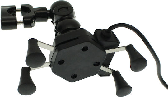 X Type Universal Holder Βάση Κινητού Μοτοσυκλέτας με Ρυθμιζόμενο Βραχίονα 3.5-6" για τον Καθρέπτη
