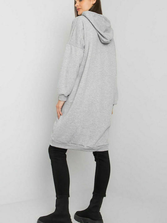 Relevance Women's Long Hooded Cardigan Light Grey