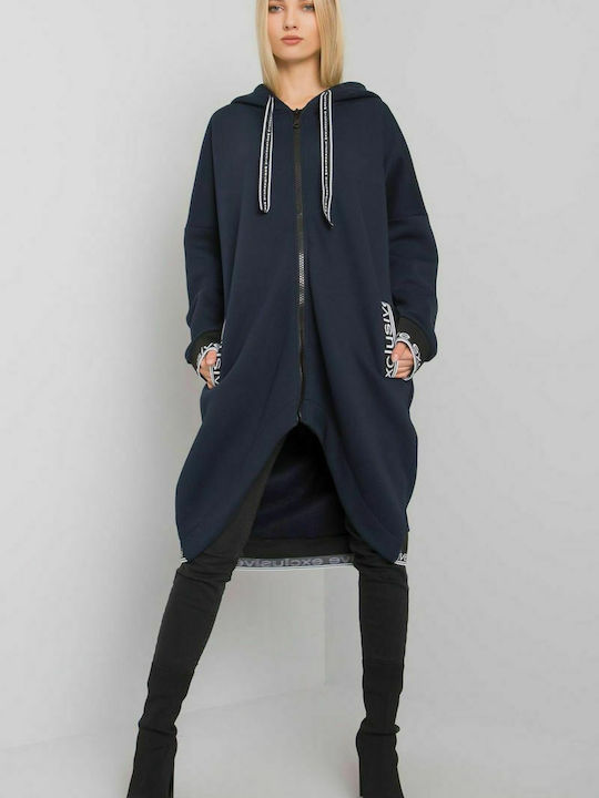 Relevance Women's Long Hooded Cardigan Navy Blue