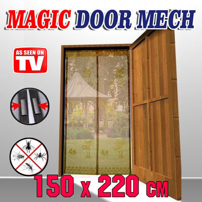 Magic Mesh Pet Friendly Σίτα Πόρτας με Σκρατς με Μαγνητικό Κούμπωμα από Πολυεστέρα Μαύρη 220x150cm
