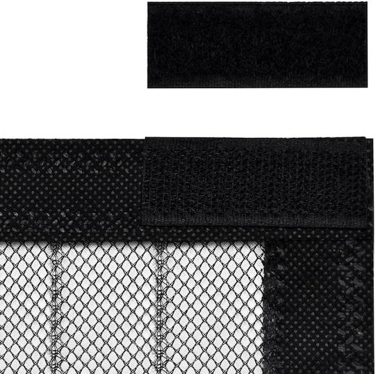 vidaXL Door Mosquito Net with Velcro with Magnetic Clasp Made of Black Polyester 220x130cm