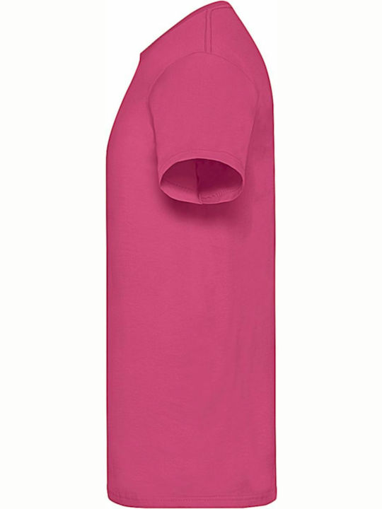 Fruit of the Loom Softspun Ανδρικό Διαφημιστικό T-shirt Κοντομάνικο Fuchsia