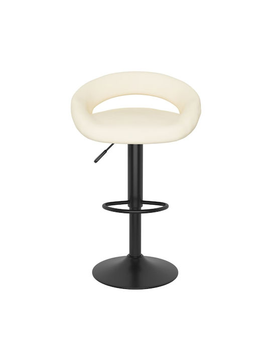 Stool Bar with Back & Adjustable Height Cream 2pcs 45x43x75cm