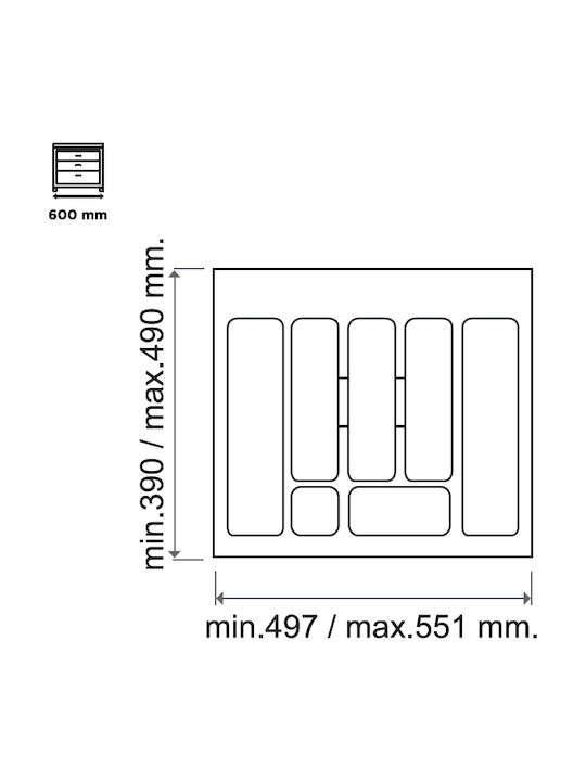 Drawer Dividers Plastic in Gray Colour 49x55.1cm